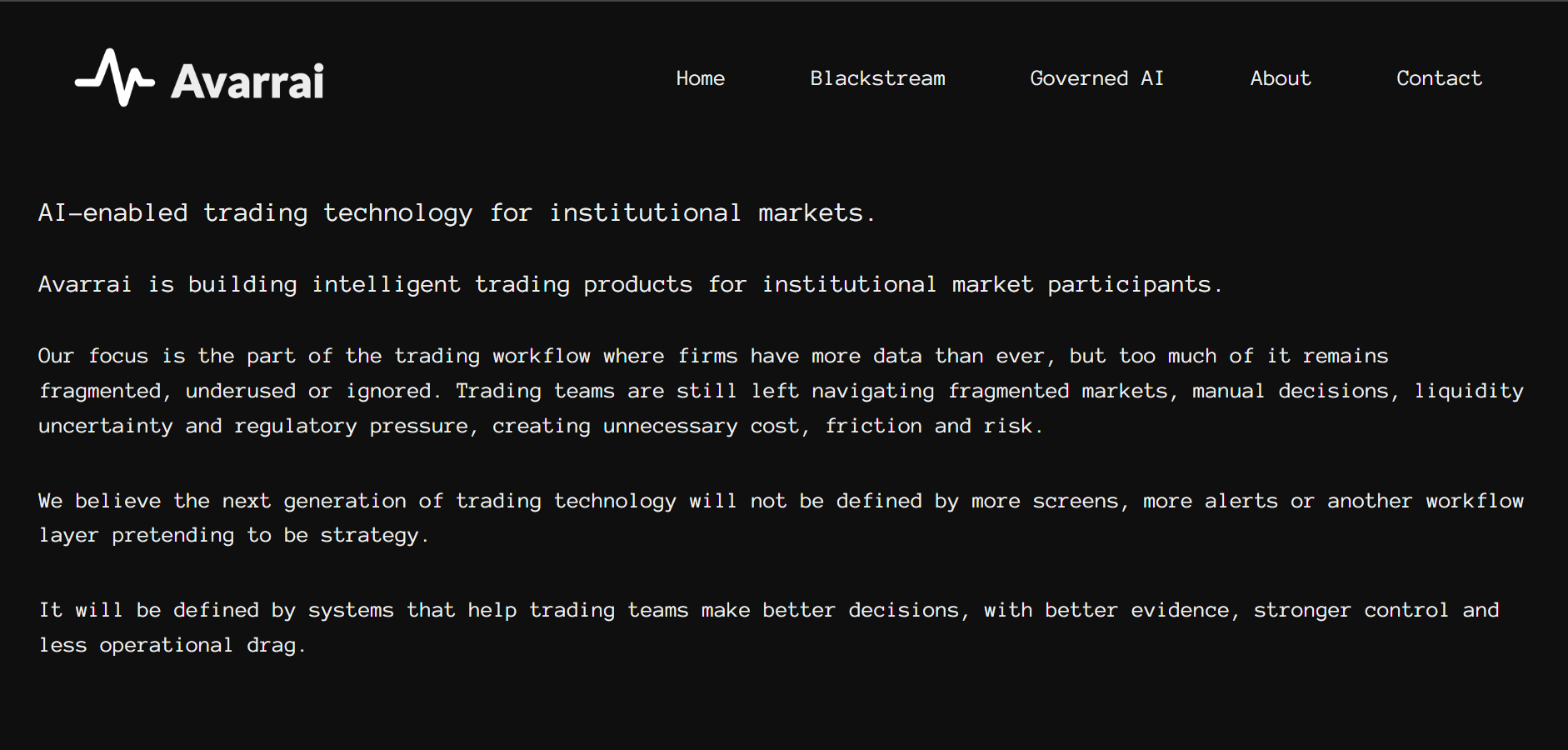 Avarrai execution intelligence platform website
